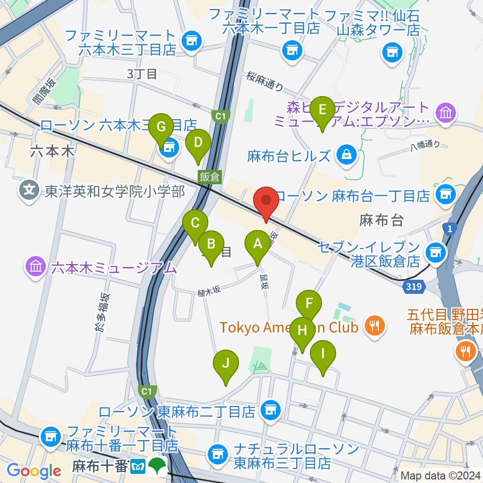 六本木CUBE周辺のホテル一覧地図