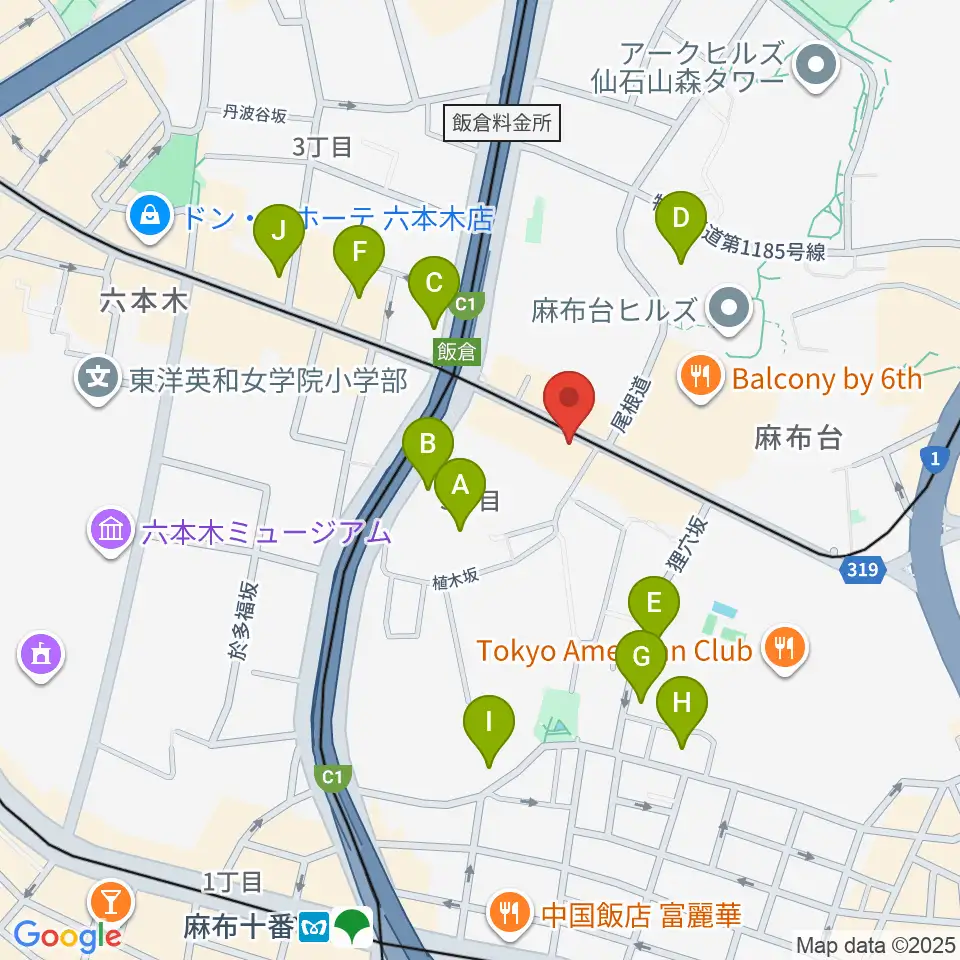 六本木CUBE周辺のホテル一覧地図