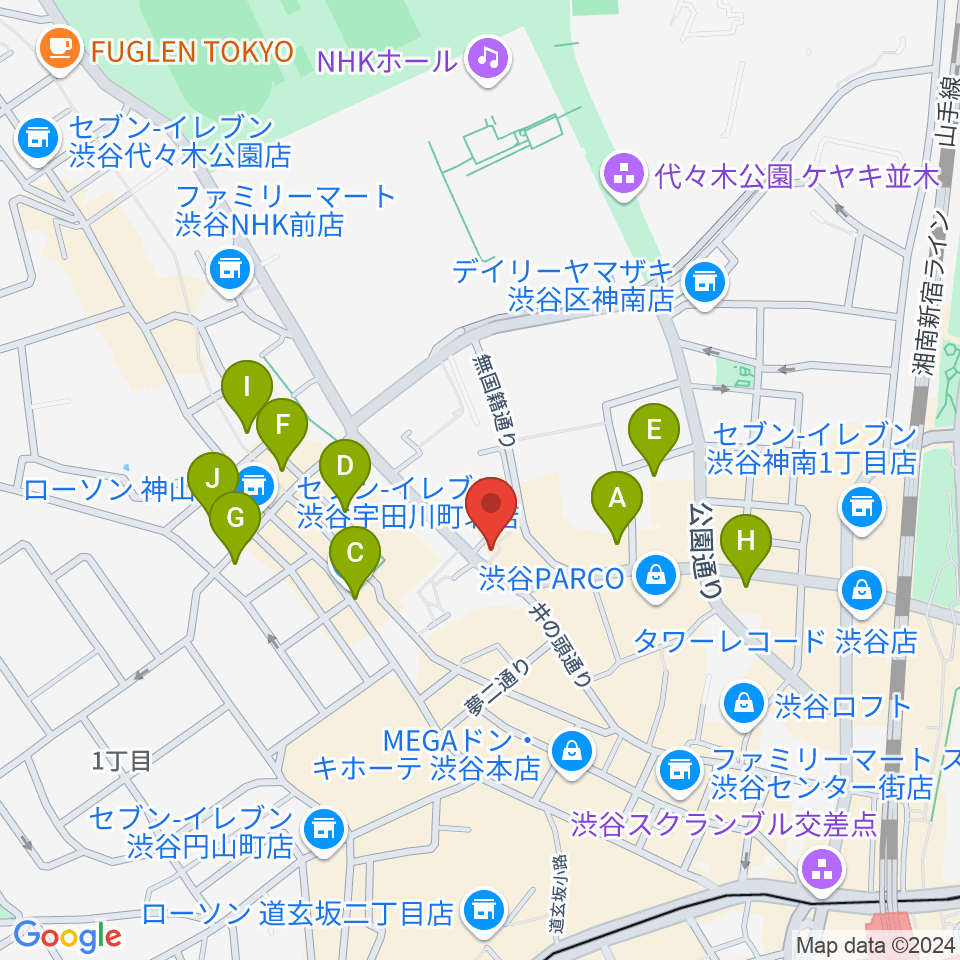 渋谷JUMP周辺のホテル一覧地図