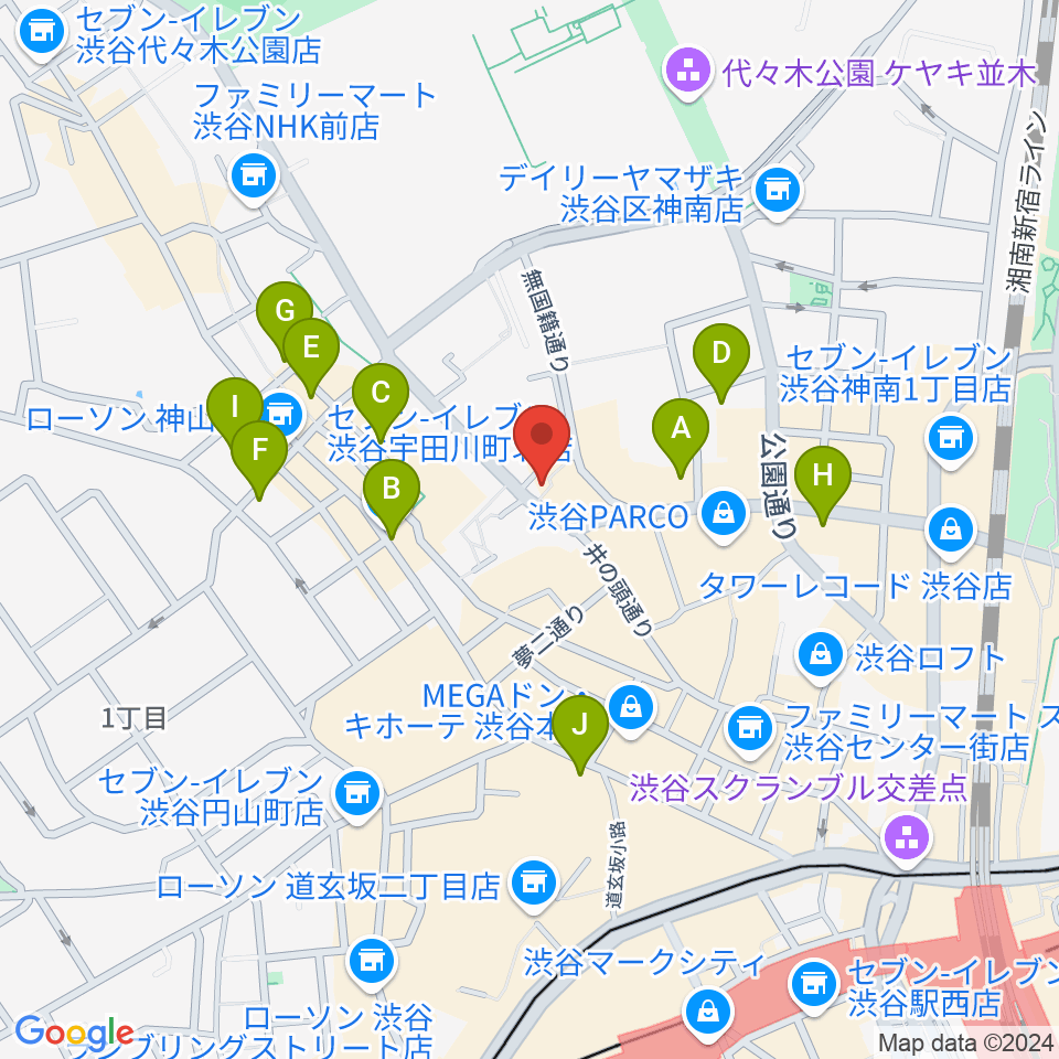 渋谷JUMP周辺のホテル一覧地図