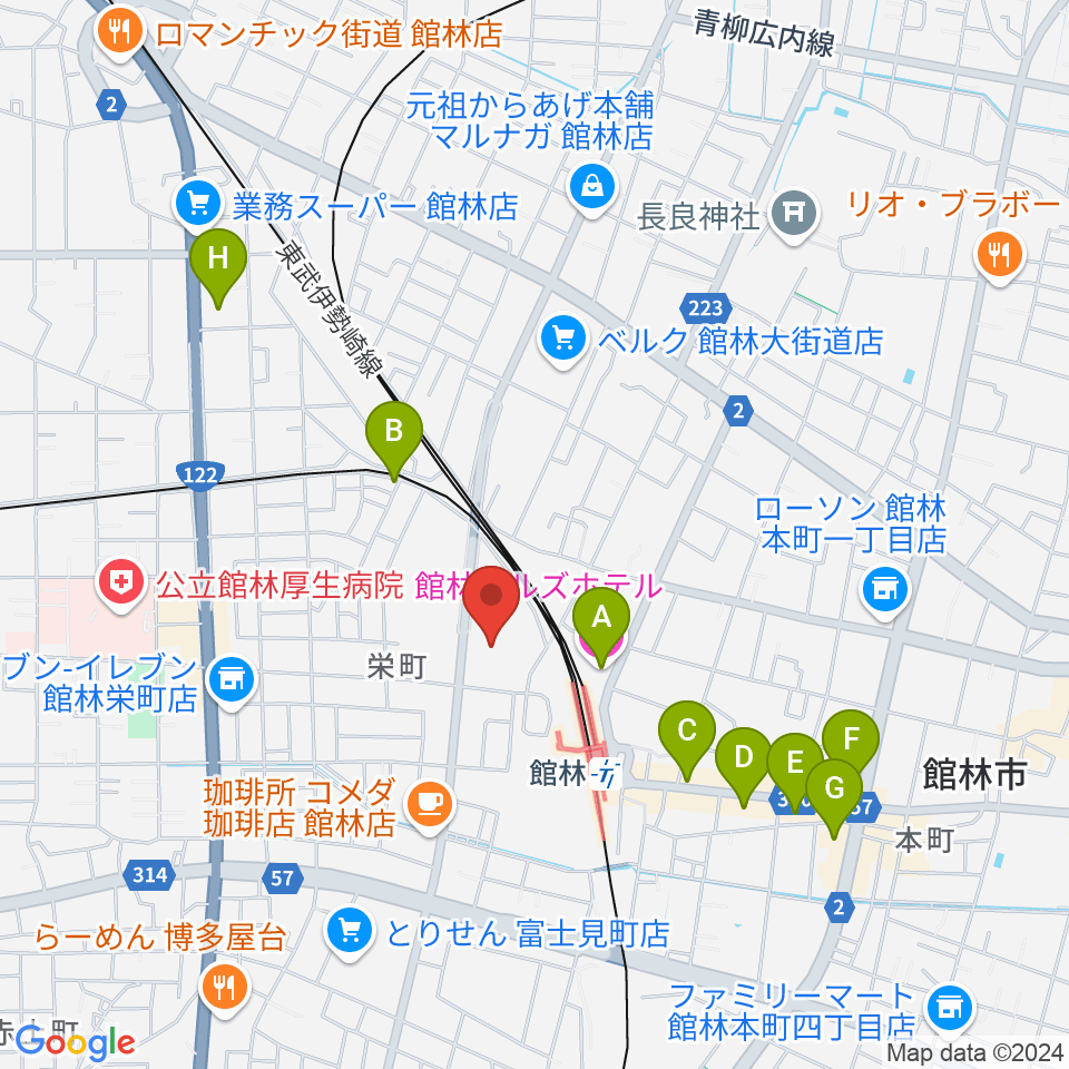 文右衛門ホール周辺のホテル一覧地図