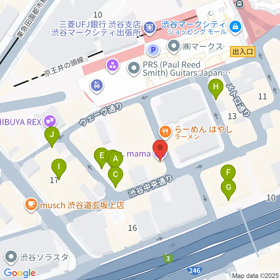 渋谷La.mama周辺のホテル一覧地図