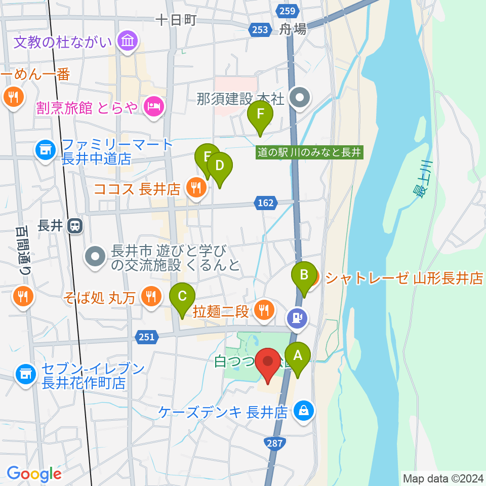 長井市民文化会館周辺のホテル一覧地図