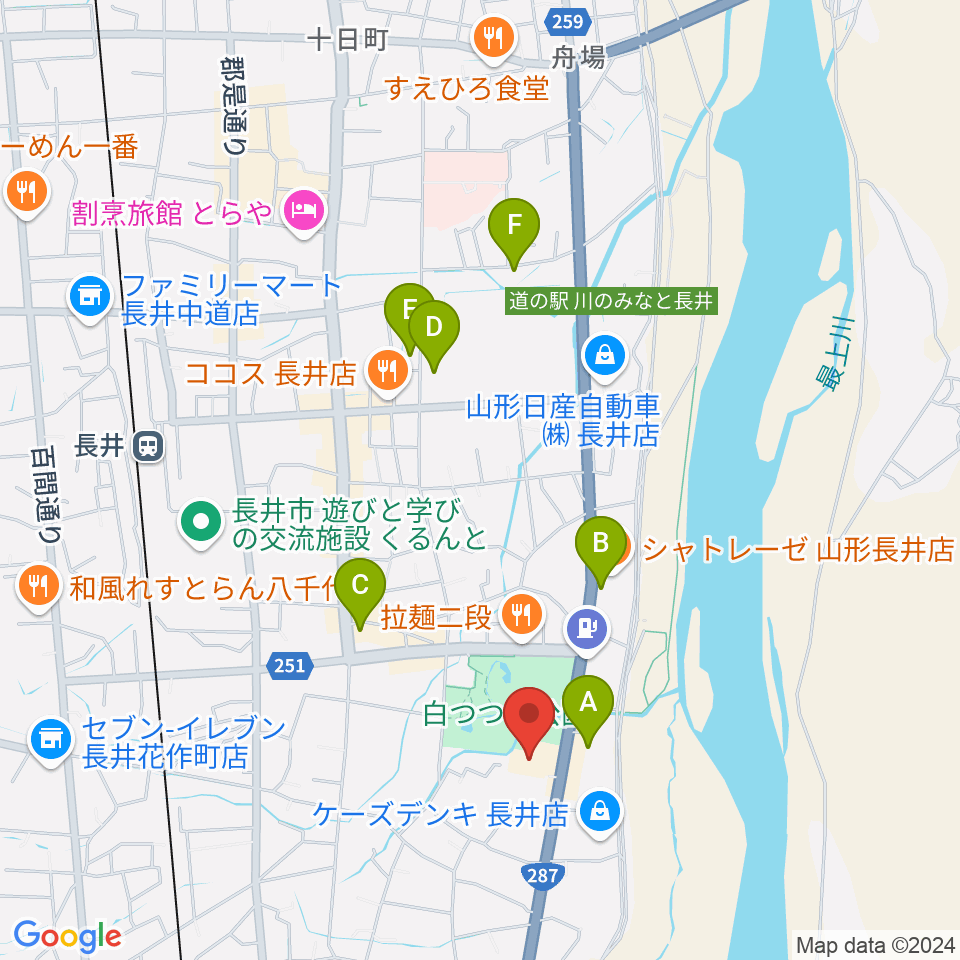 長井市民文化会館周辺のホテル一覧地図