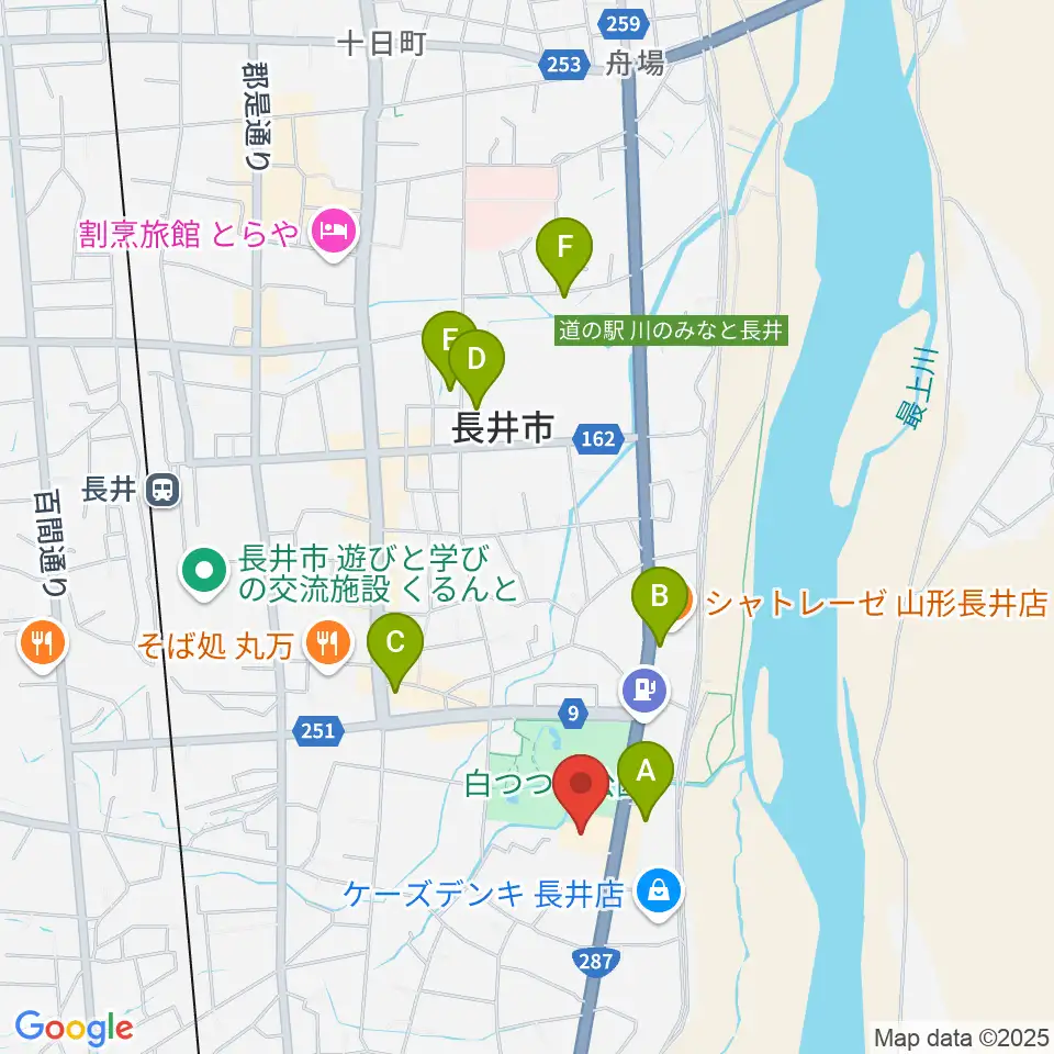 長井市民文化会館周辺のホテル一覧地図