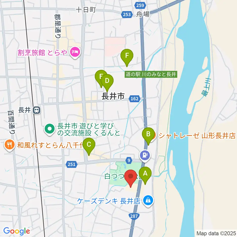 長井市民文化会館周辺のホテル一覧地図