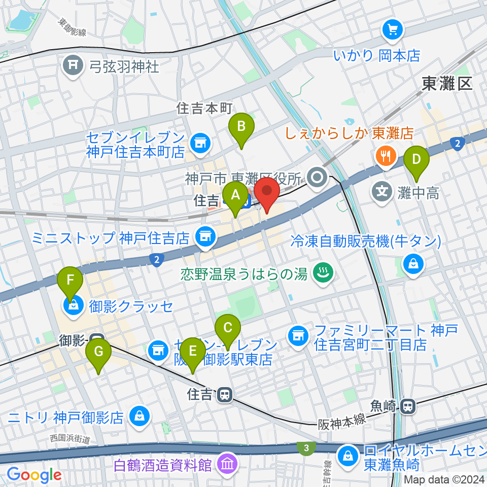 東灘区文化センター うはらホール周辺のホテル一覧地図