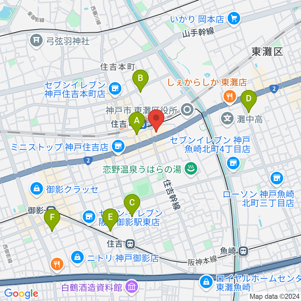 東灘区文化センター うはらホール周辺のホテル一覧地図