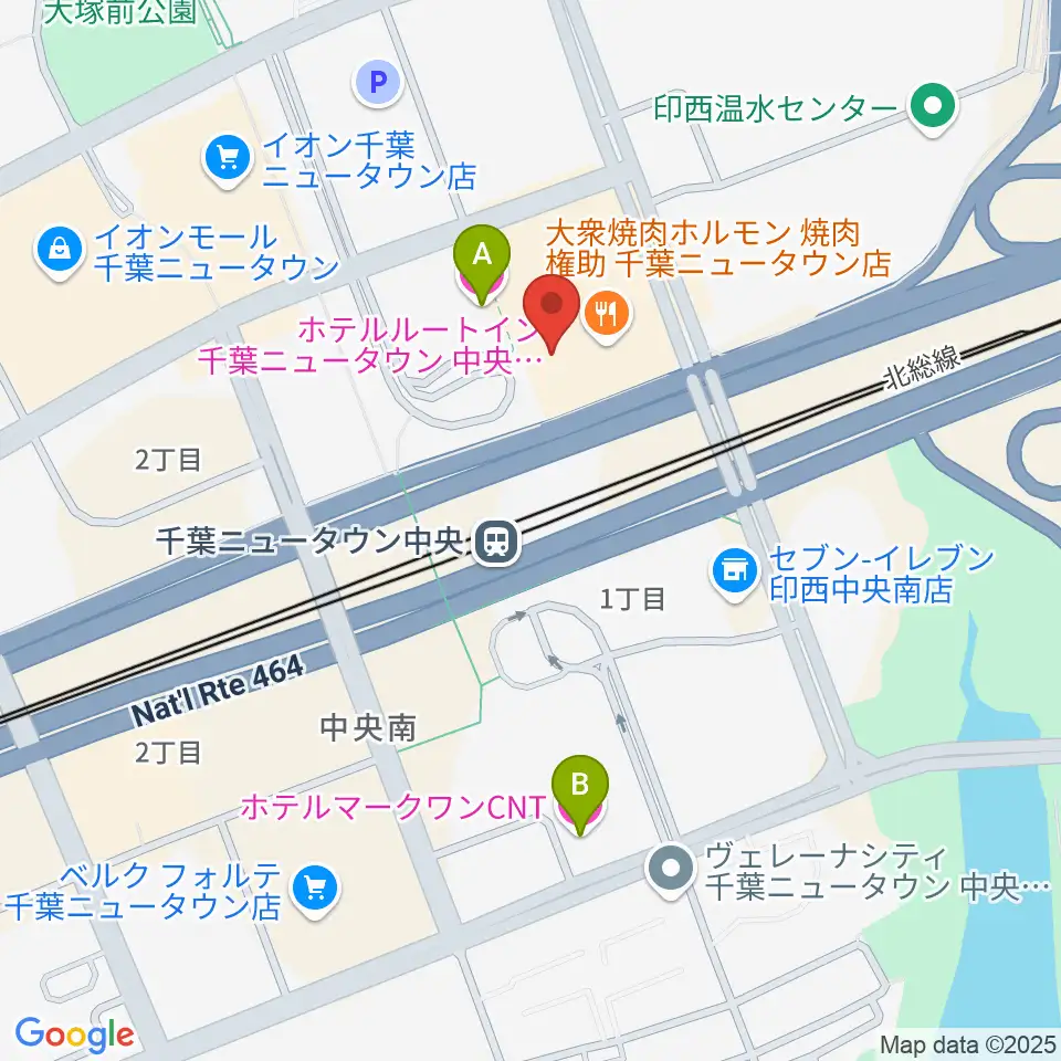 伊藤楽器 千葉ニュータウン中央センター周辺のホテル一覧地図