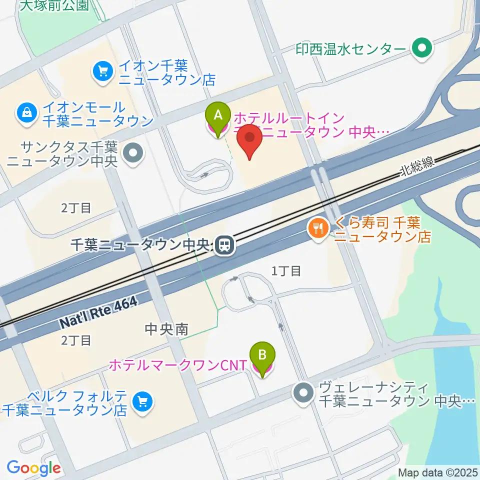 伊藤楽器 千葉ニュータウン中央センター周辺のホテル一覧地図