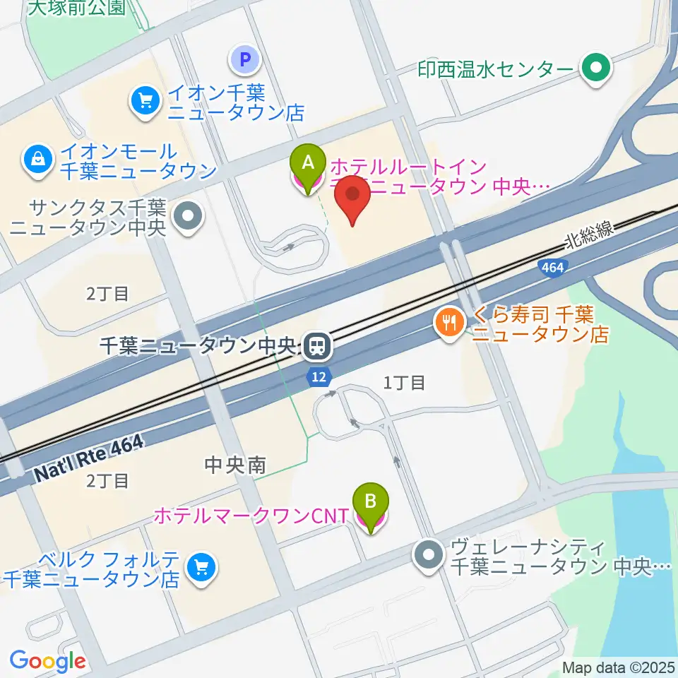 伊藤楽器 千葉ニュータウン中央センター周辺のホテル一覧地図