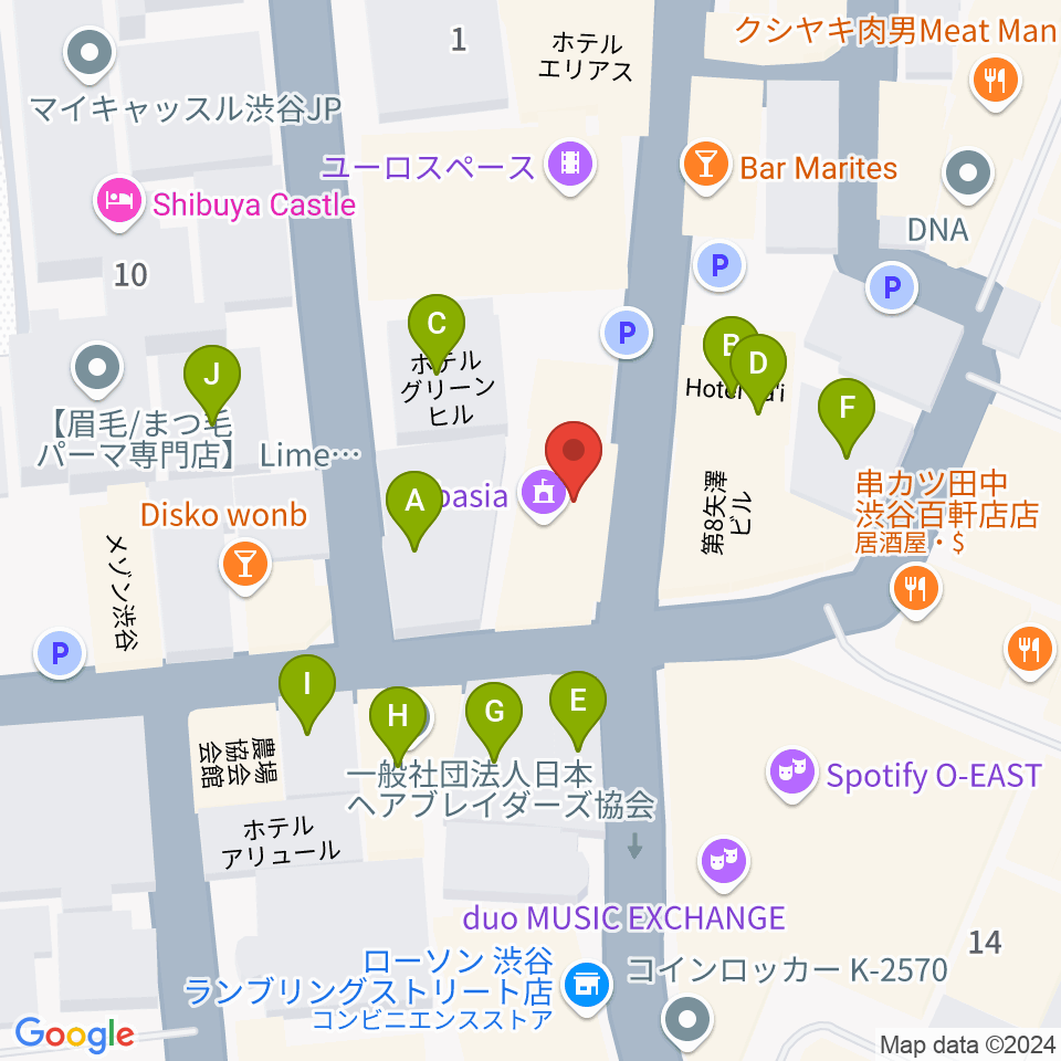 渋谷clubasia周辺のホテル一覧地図