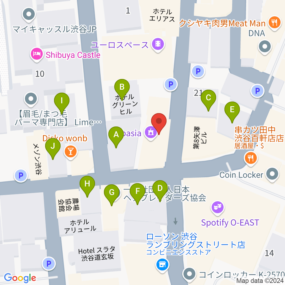 渋谷clubasia周辺のホテル一覧地図