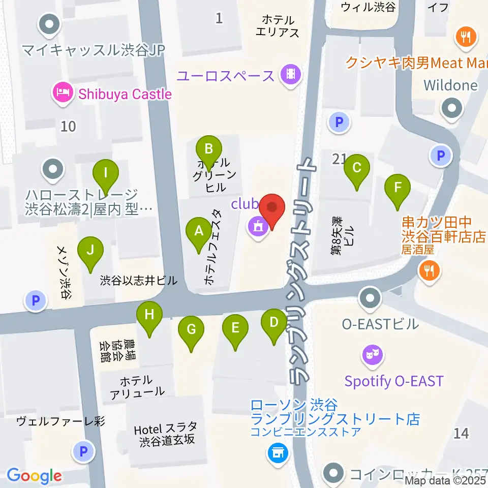 渋谷clubasia周辺のホテル一覧地図