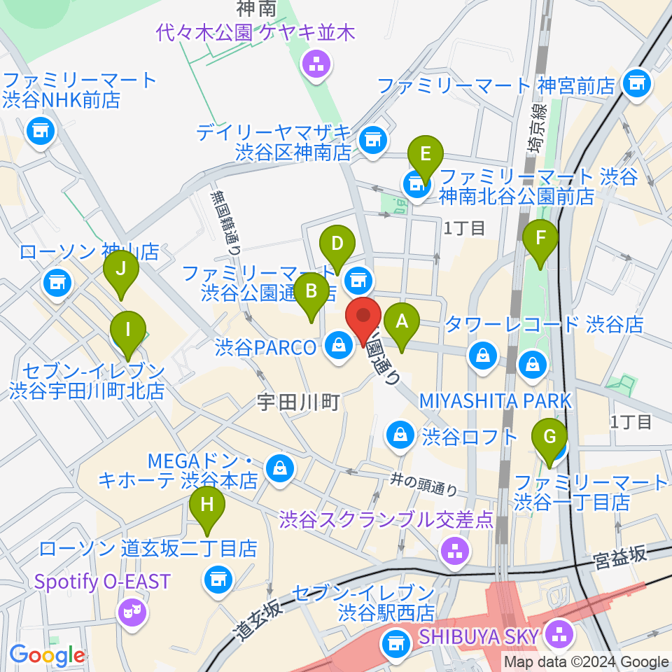 渋谷クアトロラボ周辺のホテル一覧地図