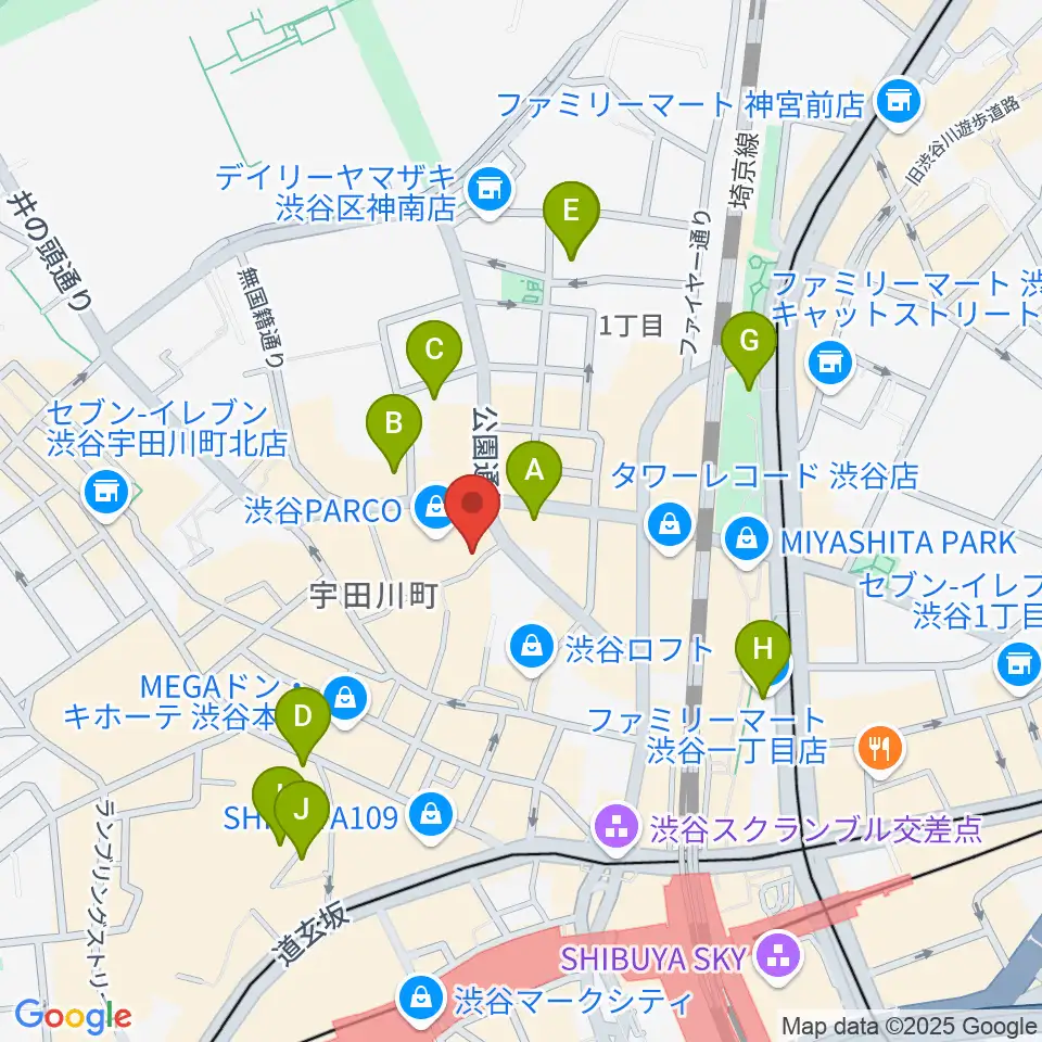 渋谷クアトロラボ周辺のホテル一覧地図