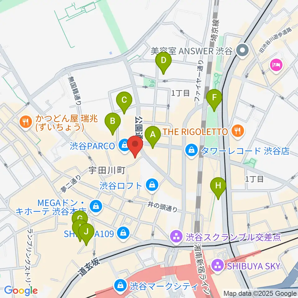 渋谷クアトロラボ周辺のホテル一覧地図