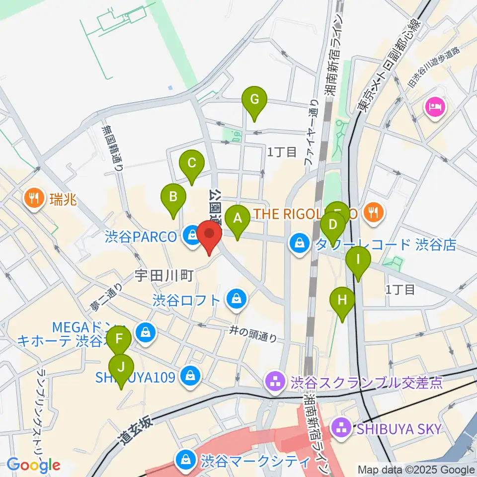 渋谷クアトロラボ周辺のホテル一覧地図