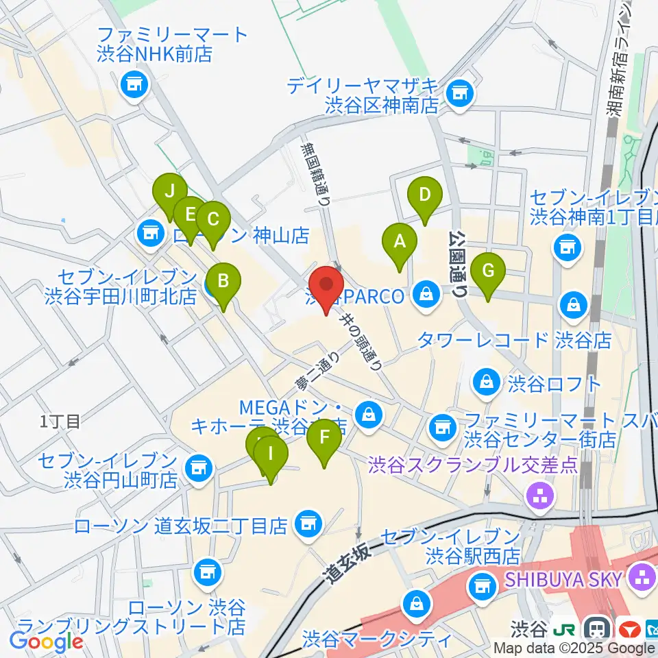 HMV record shop 渋谷周辺のホテル一覧地図