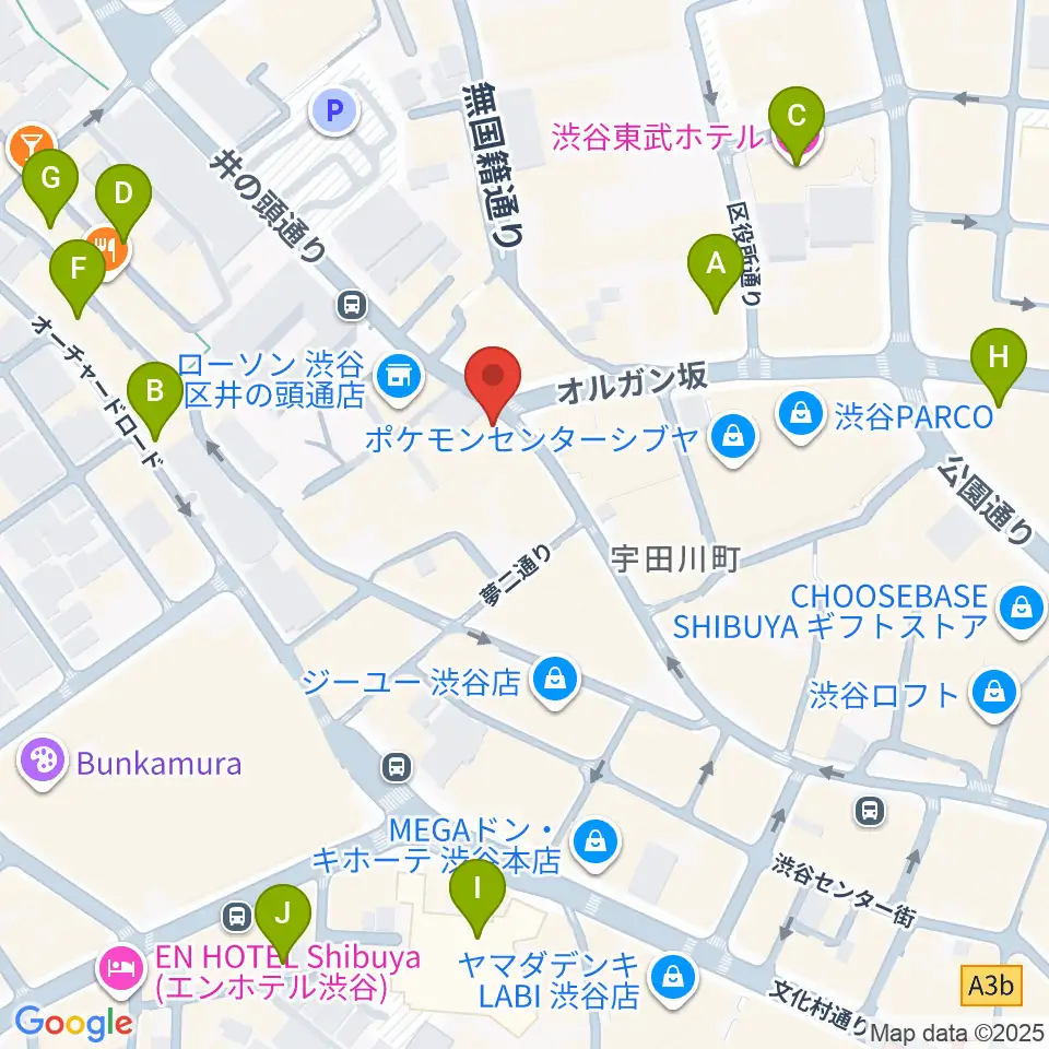 HMV record shop 渋谷周辺のホテル一覧地図