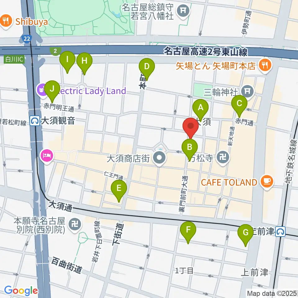 バナナレコード大須店周辺のホテル一覧地図