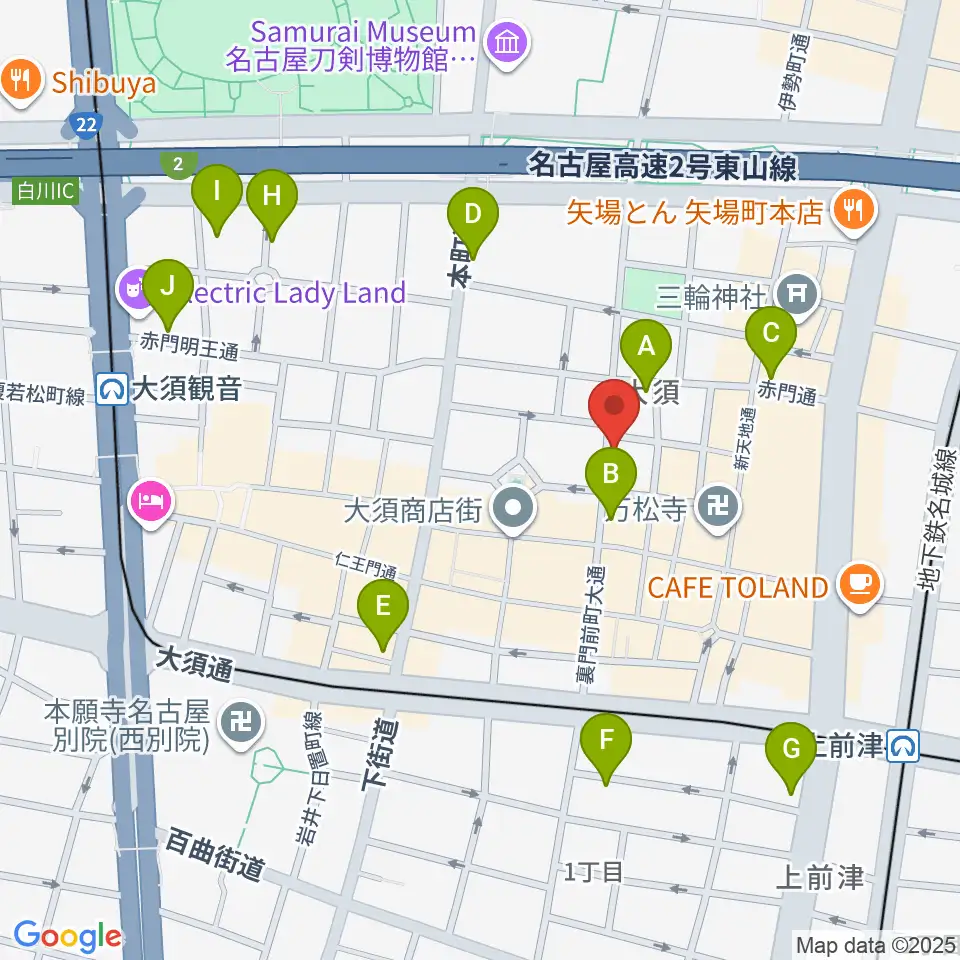 バナナレコード大須店周辺のホテル一覧地図