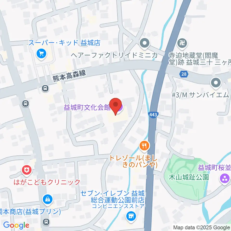益城町文化会館周辺のホテル一覧地図