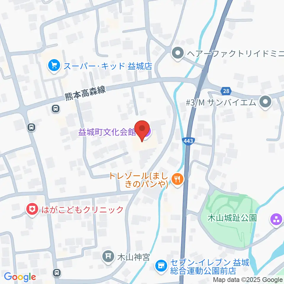 益城町文化会館周辺のホテル一覧地図