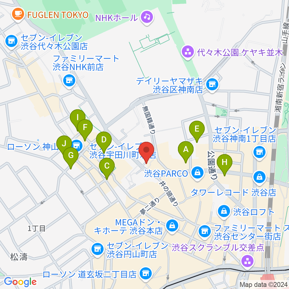 マンハッタンレコード渋谷周辺のホテル一覧地図