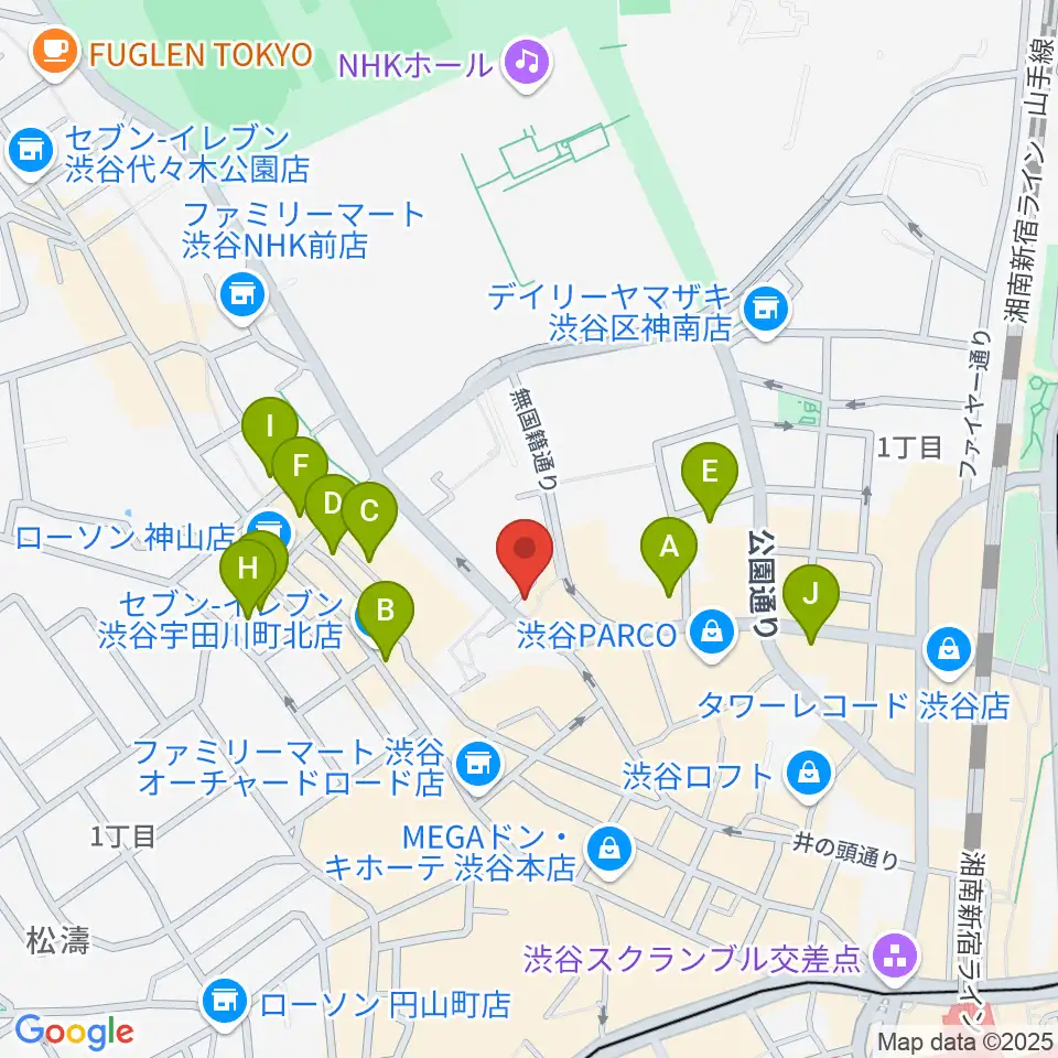 マンハッタンレコード渋谷周辺のホテル一覧地図