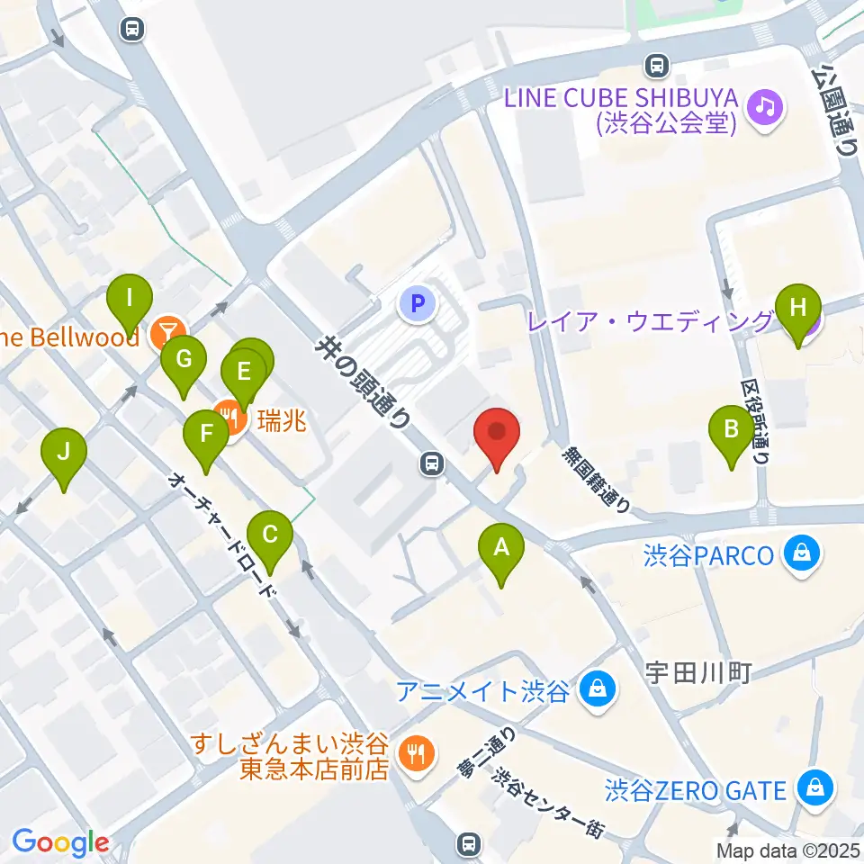 マンハッタンレコード渋谷周辺のホテル一覧地図
