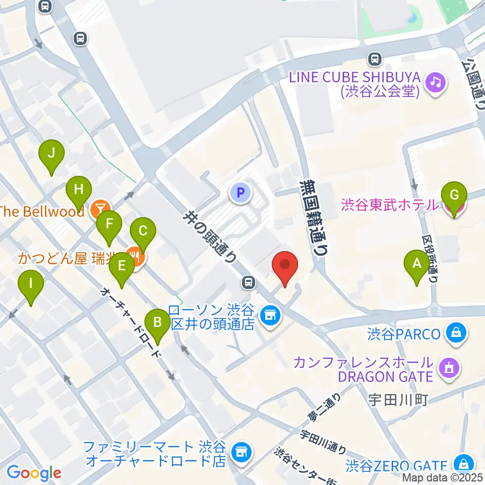 マンハッタンレコード渋谷周辺のホテル一覧地図