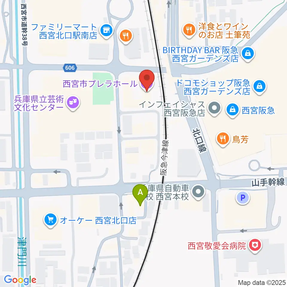 西宮市プレラホール周辺のホテル一覧地図