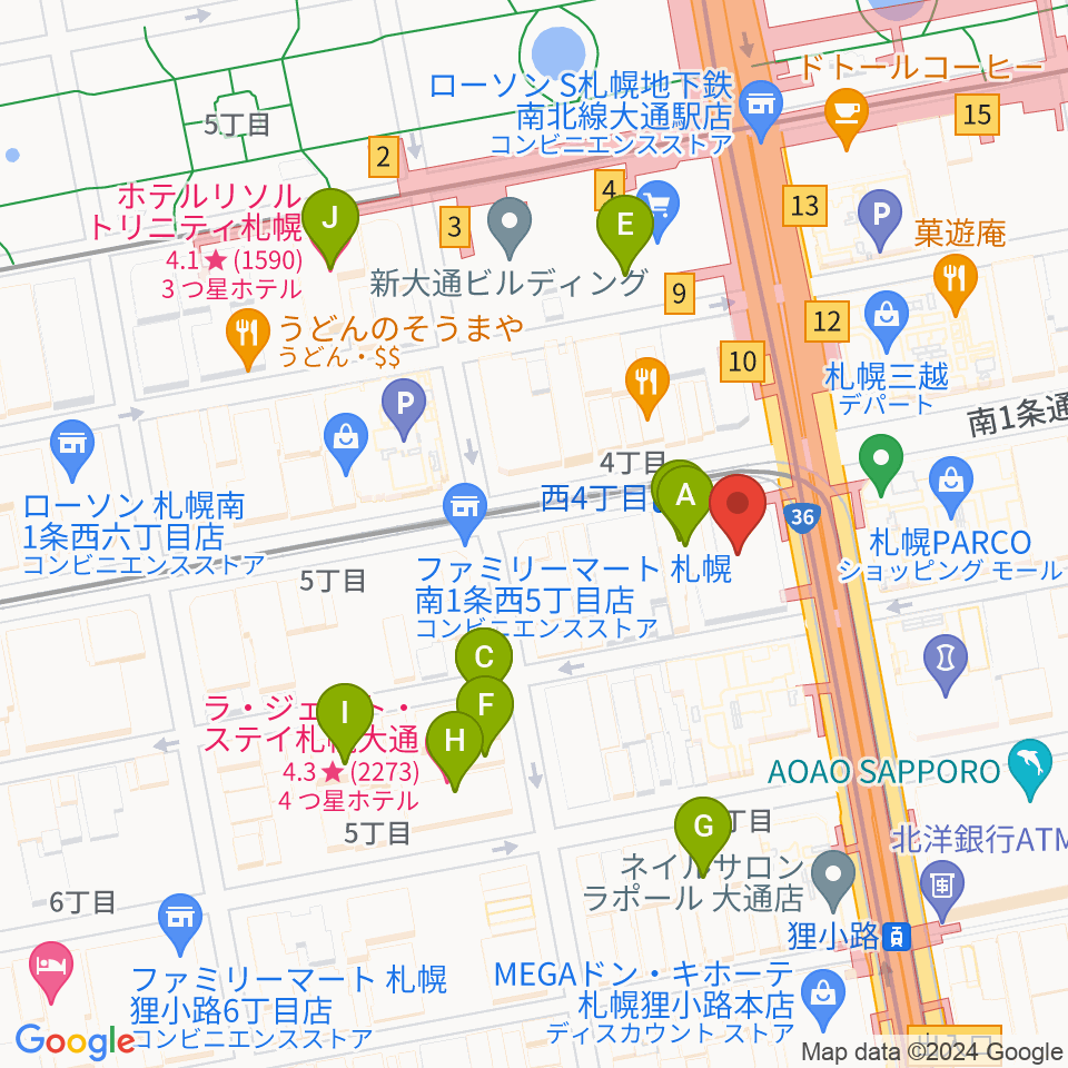 ミュージックショップ音楽処周辺のホテル一覧地図