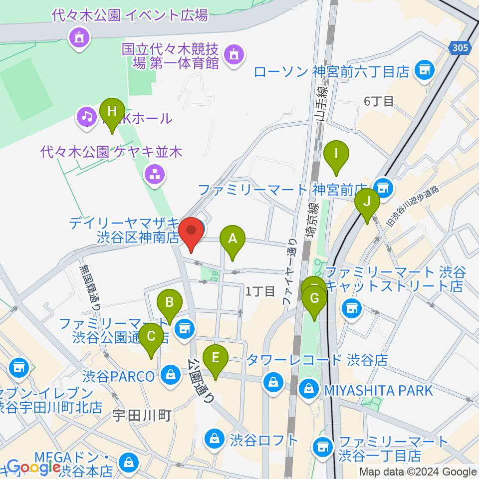 渋谷エッグマン周辺のホテル一覧地図