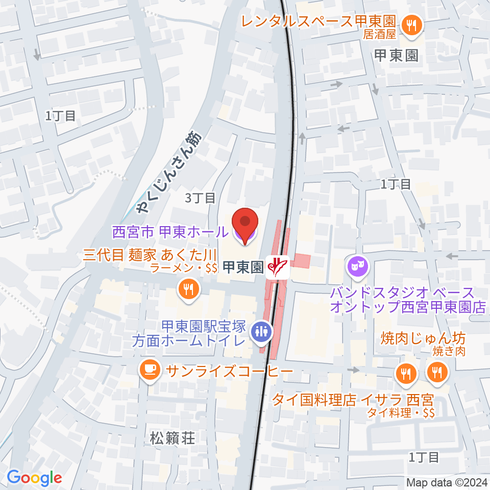 西宮市甲東ホール周辺のホテル一覧地図