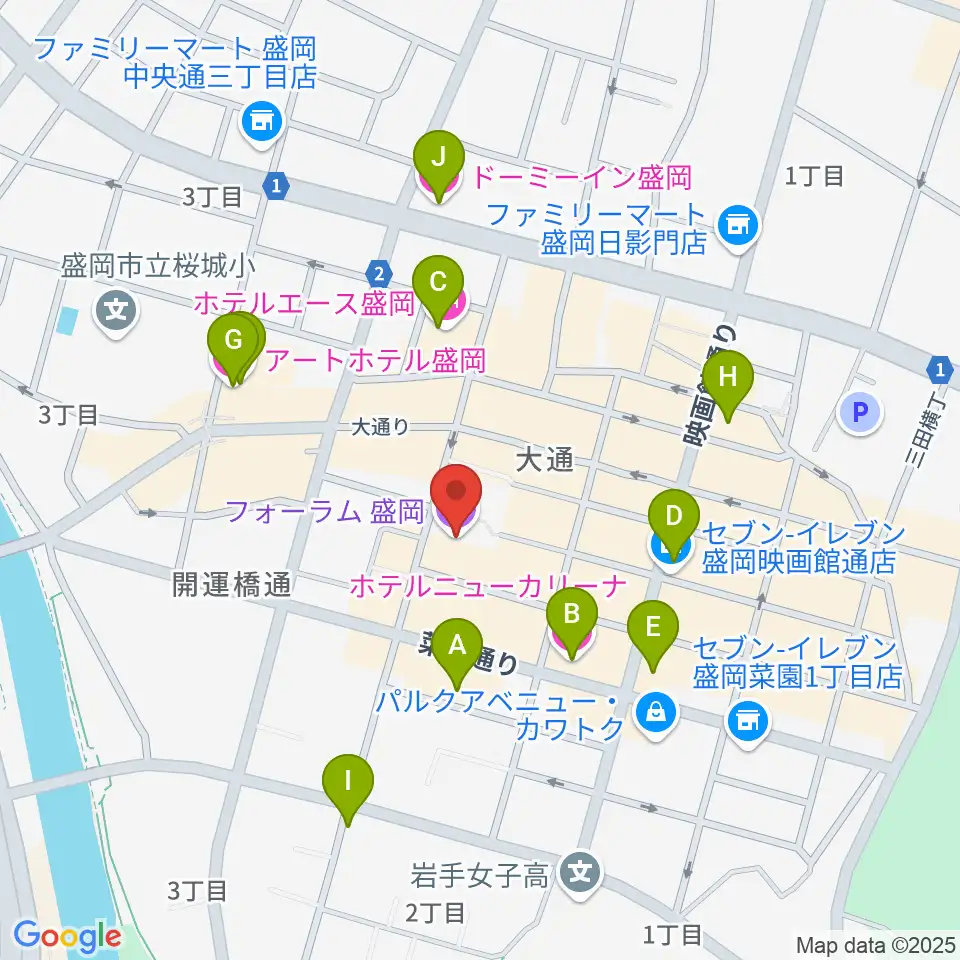ディスクノート盛岡周辺のホテル一覧地図