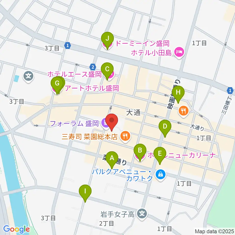 ディスクノート盛岡周辺のホテル一覧地図
