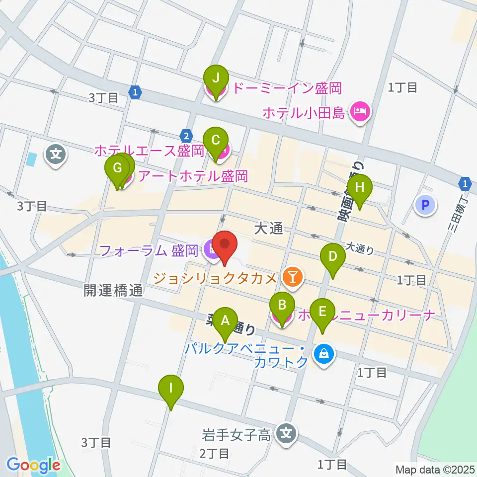 ディスクノート盛岡周辺のホテル一覧地図