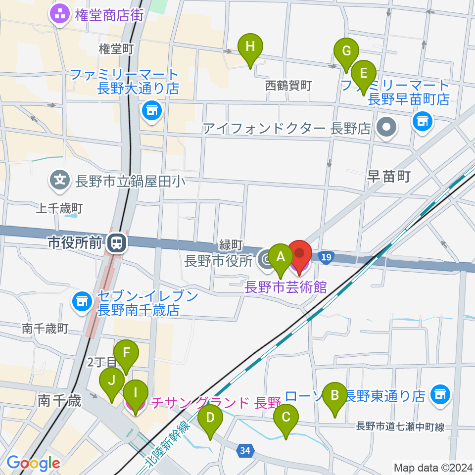 長野市芸術館周辺のホテル一覧地図