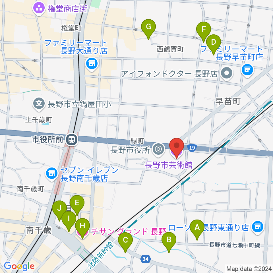 長野市芸術館周辺のホテル一覧地図