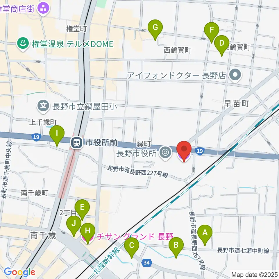 長野市芸術館周辺のホテル一覧地図