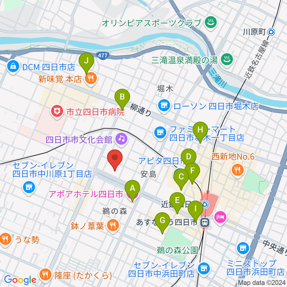 四日市 ドレミファといろは周辺のホテル一覧地図