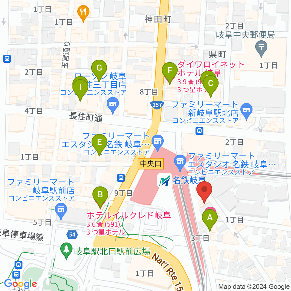 バナナレコード岐阜店周辺のホテル一覧地図