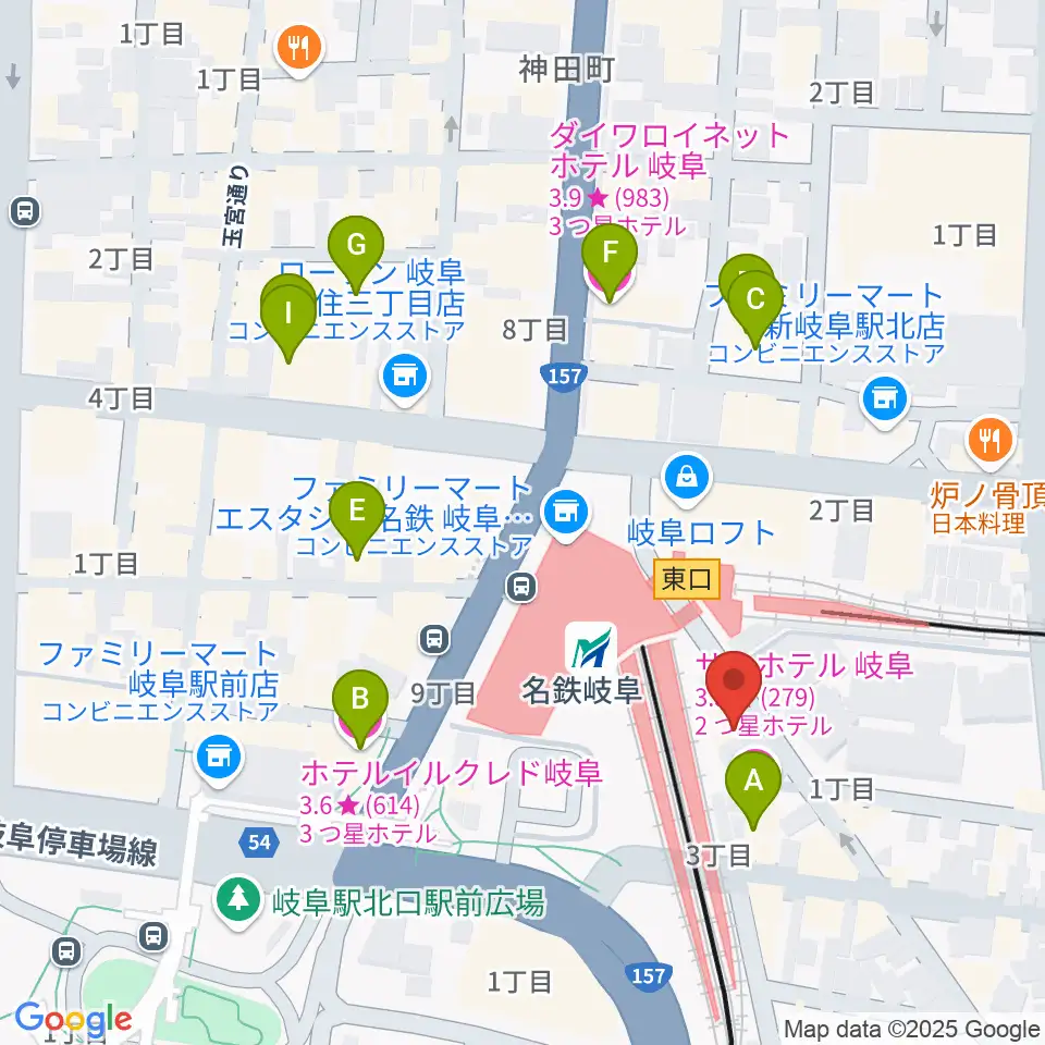 バナナレコード岐阜店周辺のホテル一覧地図