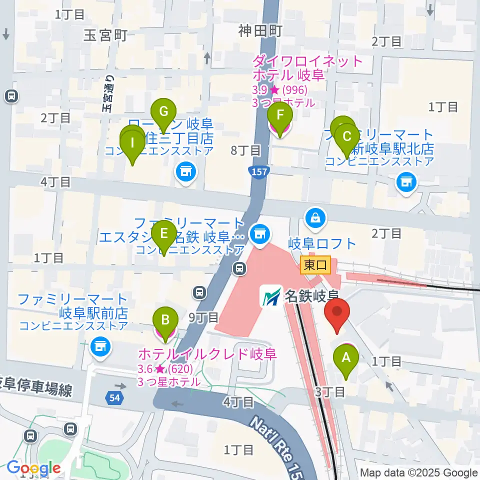 バナナレコード岐阜店周辺のホテル一覧地図