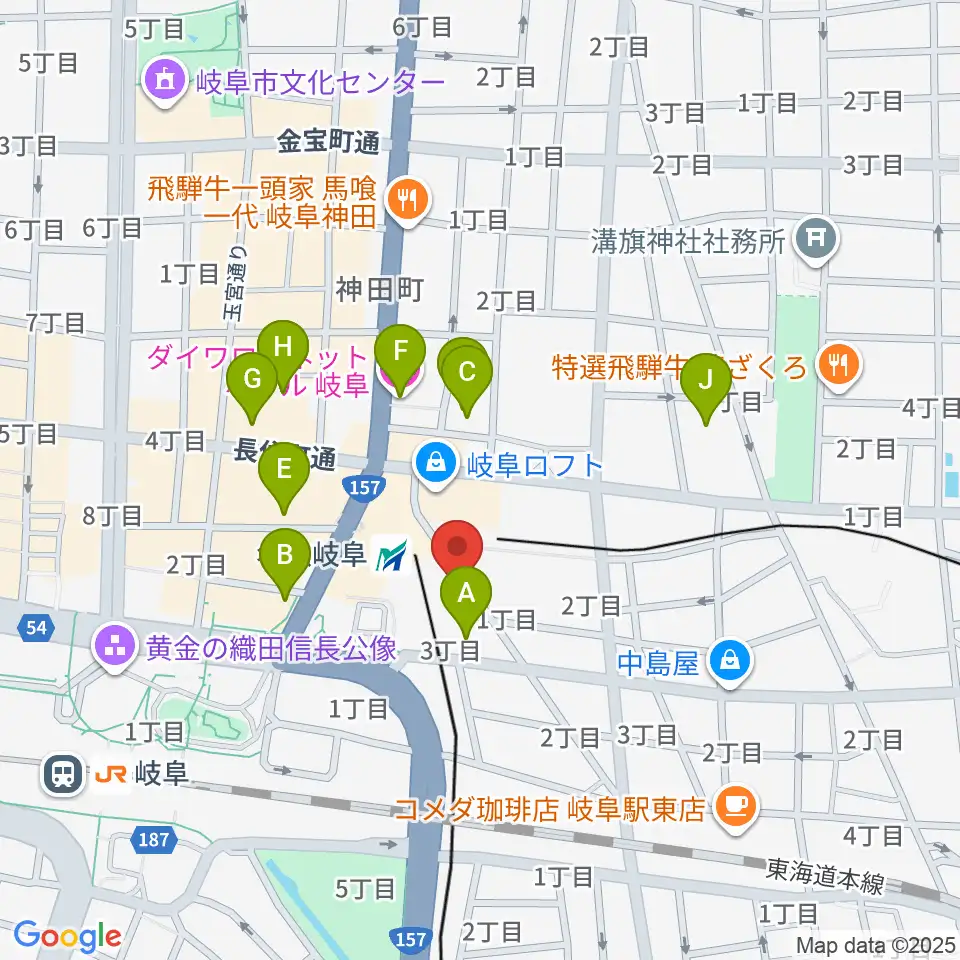 バナナレコード岐阜店周辺のホテル一覧地図