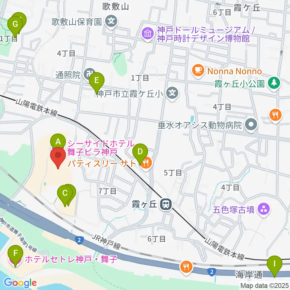 舞子ビラ神戸あじさいホール周辺のホテル一覧地図