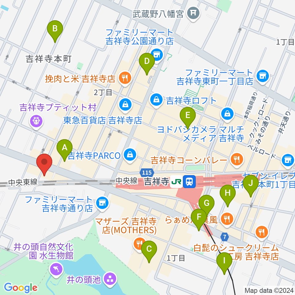 ココナッツディスク吉祥寺店周辺のホテル一覧地図