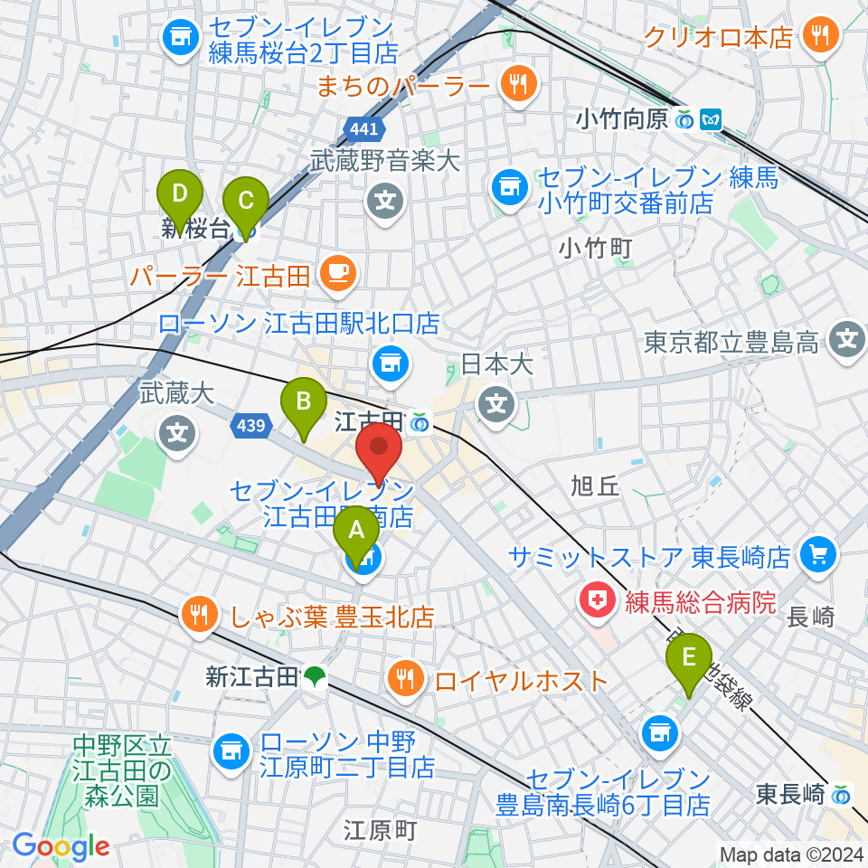 ココナッツディスク江古田店周辺のホテル一覧地図